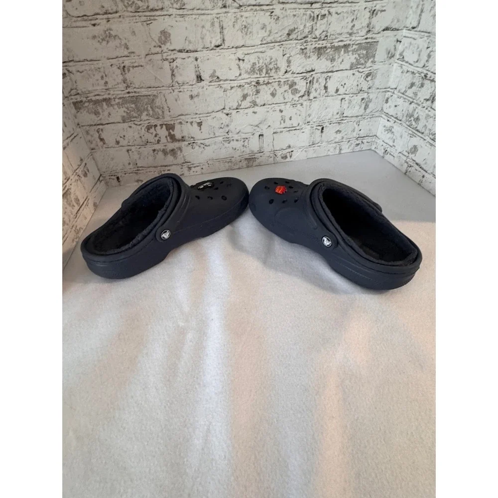 Crocs‎ Baya Lined Clogs Navy Blue Fleece Fur Fuzzy Mens 7 Womens 9 Slip On Shoes